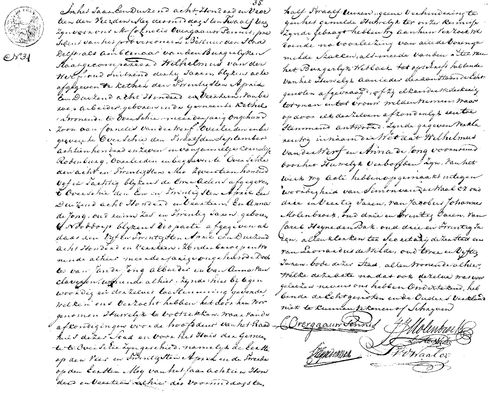 18140504 huw akte 34 Wilhelmus vd Werf - Anna d Jong